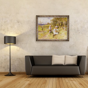 Tablou inramat - William Stephen Coleman - Culegatorii de Primrose, 70 x 90 cm - Img 2