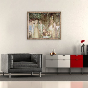 Tablou inramat - Zavattari Family - Regina Teodolinda si Papa Grigore cel Mare c.540-604 Schimbul de cadouri, 50 x 60 cm - Img 2