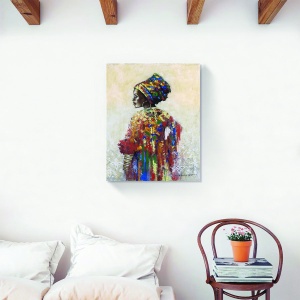 Tablou canvas decorativ modern cu figură afro colorată 40x50 cm