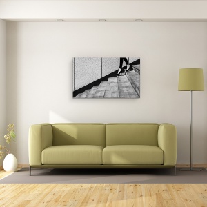 Tablou canvas - Alb-Negru, Strada, Plimbare, Mers, Pantof, 50 x 80 cm - Img 2