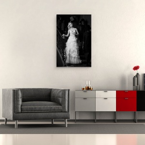 Tablou canvas - Alexia In Alb, Paris, Mireasa, Rochie, Scari, 60 x 90 cm - Img 2