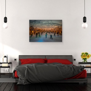Tablou canvas - Amsterdam Taramul Minunilor De Iarna , Gheata, Zapada, Patinaj, 80 x 120 cm - Img 3