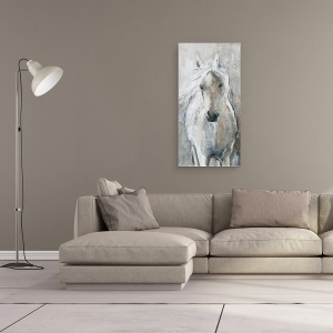 Tablou canvas - Animale, Cal Alb, Pictura , 50 x 100 cm - Img 2