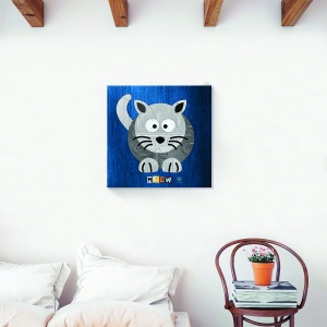 Tablou decorativ canvas cu pisică stilizată 60x60 cm