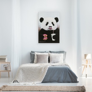 Tablou canvas - Animale, Ursi Panda, Dulciuri, Bauturi Racoritoare, Pictura, 40 x 60 cm - Img 3