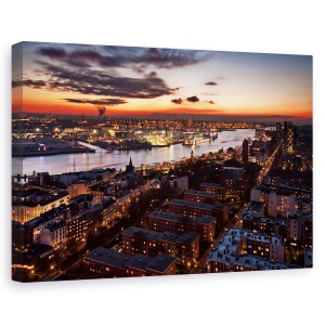 Tablou canvas - Apus De Iarna, Hamburg, Port, Germania, Noapte, Peisaj Urban, 40 x 60 cm