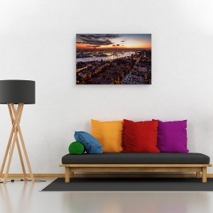 Tablou canvas - Apus De Iarna, Hamburg, Port, Germania, Noapte, Peisaj Urban, 40 x 60 cm - Img 2
