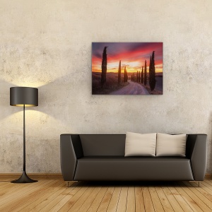 Tablou canvas - Apus De Soare Toscana, Italia, Drum, Mod, 60 x 80 cm - Img 2
