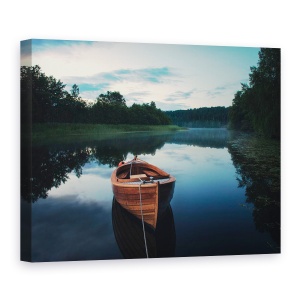 Tablou canvas - Barca In Ceata, Lac, Peisaj, Reflectie, 50 x 70 cm