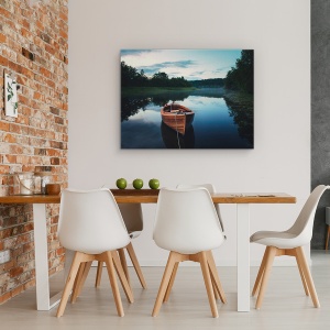 Tablou canvas - Barca In Ceata, Lac, Peisaj, Reflectie, 75 x 100 cm - Img 4