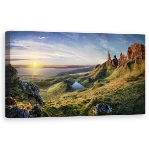 Tablou canvas - Batranul Din Storr, Scotia, Highlands, Rasarit De Soare, Insula Skye, 50 x 100 cm