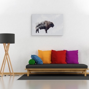 Tablou canvas - Bizonul, Animal, Mamifer, Coarne, 80 x 120 cm - Img 2
