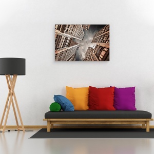 Tablou canvas - Blocat In Civilizatie, Cladiri, Zgarie Nor, Pasari, Perspectiva, Inalt, 40 x 60 cm - Img 2