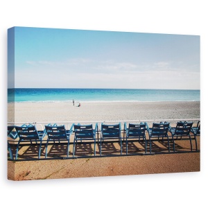 Tablou canvas - Briza Marii, Plaja, Mare, Ocean, Scaune, Oameni, 60 x 90 cm