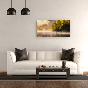 Tablou canvas - Bucurandu-Se de Natura, Barca, Pescar, Marin, Nava, Lac, Rive, 50 x 100 cm - Img 2