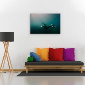 Tablou canvas - Caderea Frumusetii, Fata, Sub Apa, Verde, Toamna, Stare De Spirit, 60 x 90 cm - Img 2