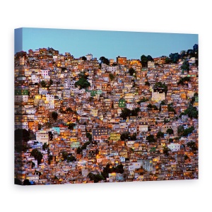 Tablou canvas - Caderea Noptii In Favela Da Rocinha, Peisaj Urban, Casa, Arhitectura, Culoare, 60 x 80 cm