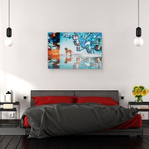 Tablou canvas - Caini, Urban, Graffiti, Industrie, 40 x 60 cm - Img 3