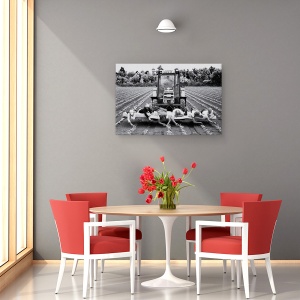 Tablou canvas - Capsuni, Renault, Lucratori, Fermieri, Alb-Negru, 40 x 60 cm - Img 4