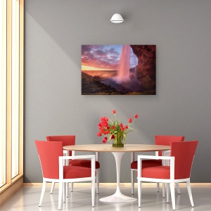 Tablou canvas - Cascada Inflacarata, Apa, Rau, Parau, Apus De Soare, 80 x 120 cm - Img 4