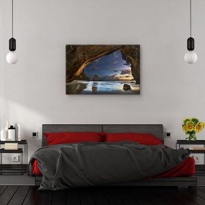 Tablou canvas - Catedrala Cove, Peisaj, Ocean, Apus De Soare, Plaja, 80 x 120 cm - Img 3
