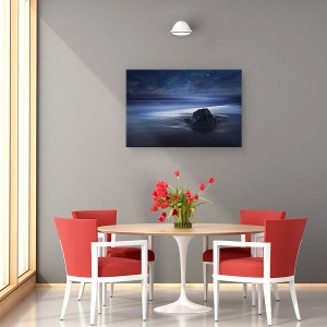 Tablou canvas - Catifea Albastra, Noapte, Mare, Peisaj Marin, Plaja, Stanca, 60 x 90 cm - Img 4