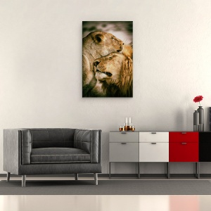 Tablou canvas - Ce Este Dragostea, Afectiune, Iubire, Imbratisare, Felina, Leu, 60 x 90 cm - Img 2