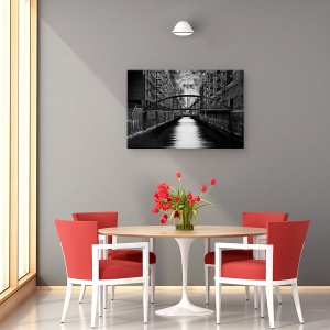 Tablou canvas - Cealalta Parte A Hamburgului, Pod, Rau, Canal, Scari, Scara, 60 x 90 cm - Img 4