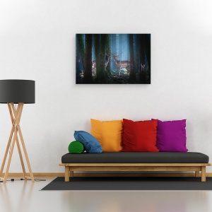 Tablou canvas - Cerbi, Animal, Coarne de Cerb, Padure, 40 x 60 cm - Img 2