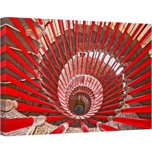 Tablou canvas - Coborand in Jos, Arhitectura, Abstract, Linii, Gaura, Spirala, Rosu, 60 x 90 cm