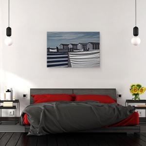 Tablou canvas - Comportament Teritorial, Plaja, Baraca, Albastru, Panza, Alb, 60 x 90 cm - Img 3