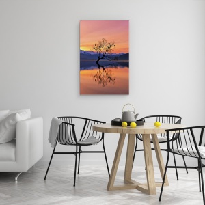 Tablou canvas - Copacul Singuratic Nu E Singuratic, Wanaka, Lac, Reflectie, Pasari, 60 x 90 cm - Img 4