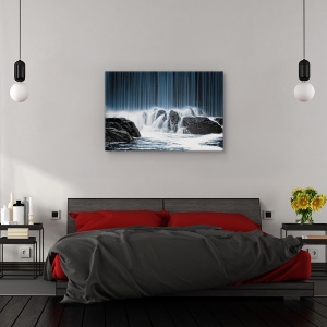 Tablou canvas - Cortina albastra, Peisaj, Cascada, Piatra, Albastru, 80 x 120 cm - Img 3