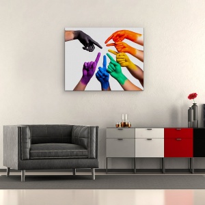 Tablou canvas - Crede In Dragoste, Curcubeu, Maini, Incluziune, 60 x 75 cm - Img 2