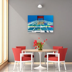 Tablou canvas - Culori, Perspectiva, Fatada, Arhitectura, Ferestre, Perete, 60 x 90 cm - Img 4