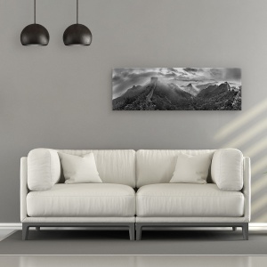 Tablou canvas - Dimineata Cetoasa la Marele Zid, China, Munti, Cer, Panorama, Marele Zid, 30 x 90 cm - Img 2