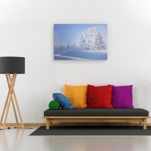 Tablou canvas - Dimineata Crocanta, Zapada, Copac, Iarna, Ceata, Inghet, 40 x 60 cm - Img 2