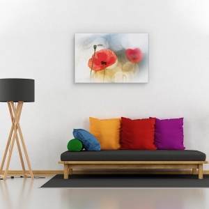 Tablou canvas - Dimineata cu maci, Flori, Rosu, Romantic, 80 x 120 cm - Img 2