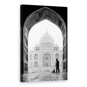 Tablou canvas - Dimineata Devreme, Taj Mahal, Alb-Negru, Maturat, Curat, 60 x 90 cm