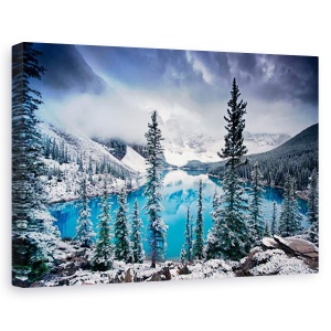 Tablou canvas - Dimineti albastre/Melancolii matinale, Peisaj, Lac, Albastru , Munte, 40 x 60 cm