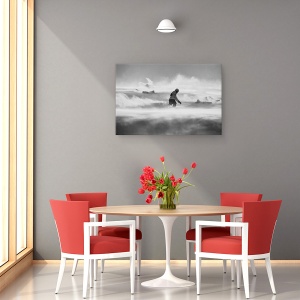Tablou canvas - Doar Pentru Cei Puternici, Actiune, Snowboarder, Alb-Negru, 60 x 90 cm - Img 4