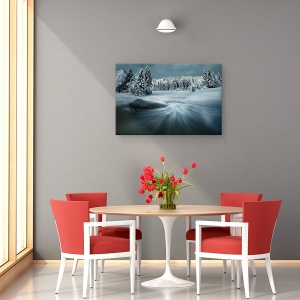 Tablou canvas - Doar Un Vis, Peisaj, Iarna, Zapada, Flux, Rau, 60 x 90 cm - Img 4