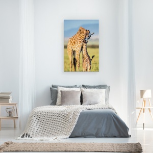 Tablou canvas - Dragostea Mamei, Dragut, Girafa, Mama, Copil, 60 x 90 cm - Img 3