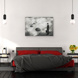 Tablou canvas - Drum Pustiu, Afaceri, Om, Suprarealism, Ireal, Umbrela, 40 x 60 cm - Img 3