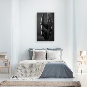 Tablou canvas - Dublu Trei, Tevi, Abstract, Metal, Alb-Negru, 50 x 80 cm - Img 3