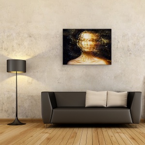 Tablou canvas - Epoca Colapsului, Fantoma, Aur, Auriu, Fata, Femeie, 50 x 70 cm - Img 2