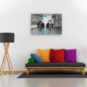 Tablou canvas - Et Caini, Astronaut, Spatiu, Nava Spatiala, Vapor, Animal, 60 x 90 cm - Img 2