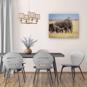 Tablou canvas - Familie Mare, Elefant, Africa, Copil, Fericit, 60 x 75 cm - Img 4