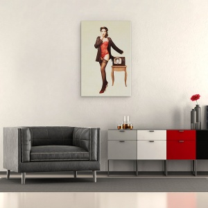 Tablou canvas - Fata Frumoasa, Fata, Vintage, Vechi, Televiziune, 60 x 90 cm - Img 2