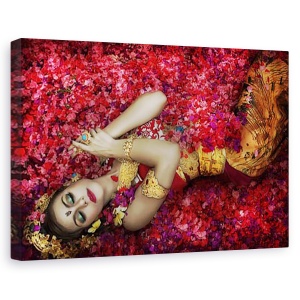 Tablou canvas - Femeie din Bali, Portret, Model, Bali, Flori, 80 x 120 cm